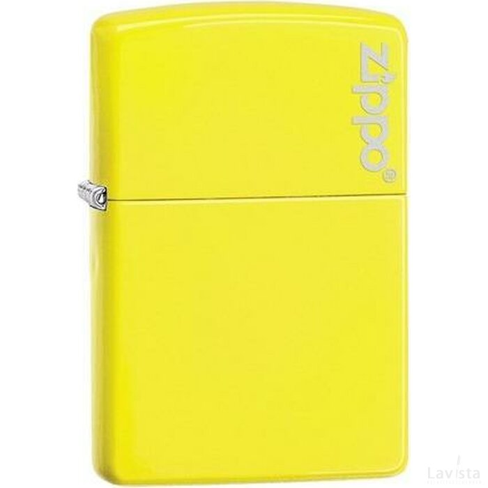 Zippo neon geel met een logo