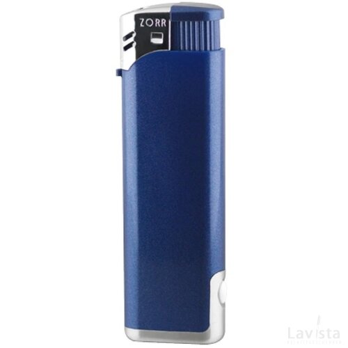 Aansteker Zorr piezo LED blauw metallic