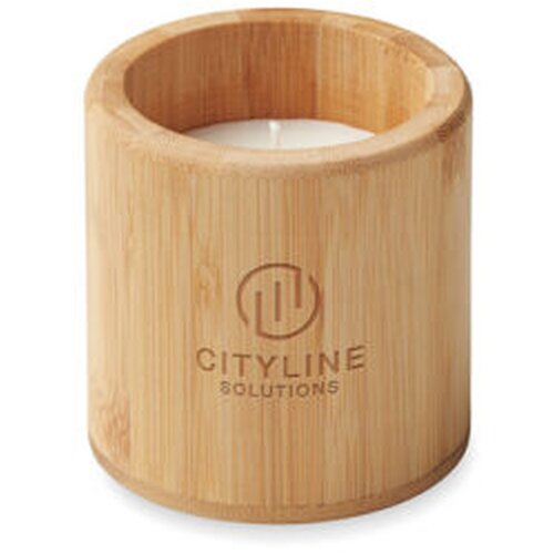 Geurkaars in bamboe houder Bruin