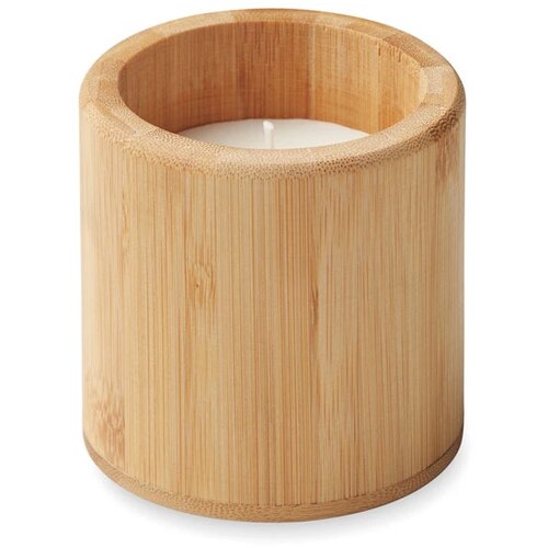 Geurkaars in bamboe houder Bruin