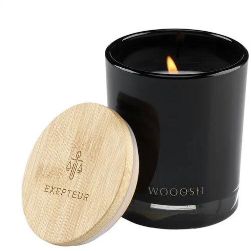 Geurkaars In Glas Met Bamboe Deksel Zwart