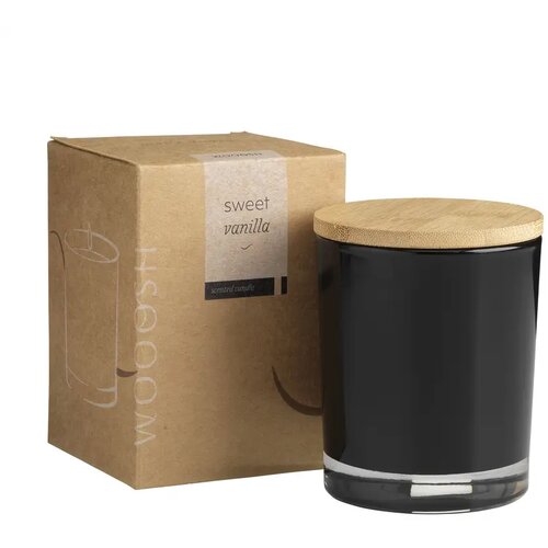 Geurkaars In Glas Met Bamboe Deksel Zwart