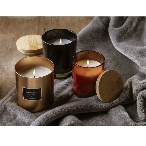 Geurkaars In Glas Met Bamboe Deksel Zwart