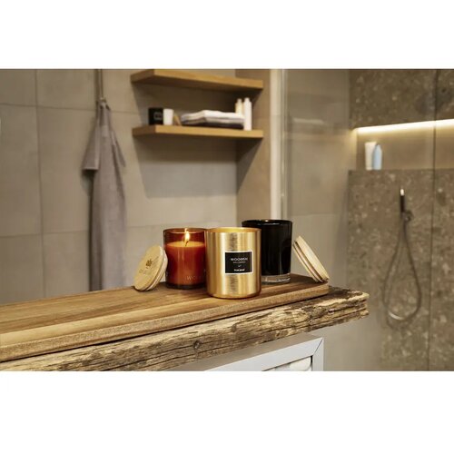 Geurkaars In Glas Met Bamboe Deksel Zwart