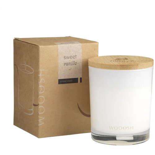 Geurkaars In Glas Met Bamboe Deksel Wit