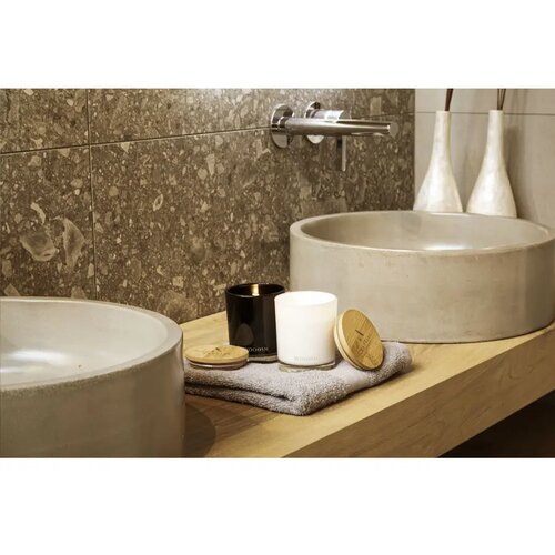 Geurkaars In Glas Met Bamboe Deksel Wit