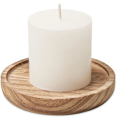 Kaars met ronde houten basis Bruin