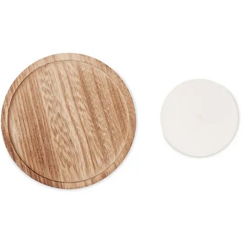 Kaars met ronde houten basis Bruin