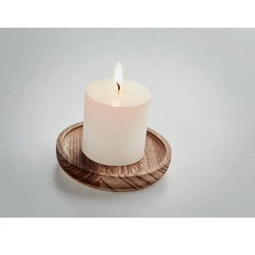 Kaars met ronde houten basis Bruin