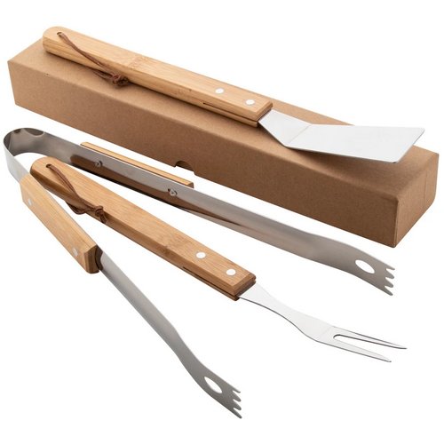 3-delige bbq set in doosje Naturel