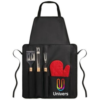 Barbecue schort met bestek Zwart Barbecue schort met bestek Zwart