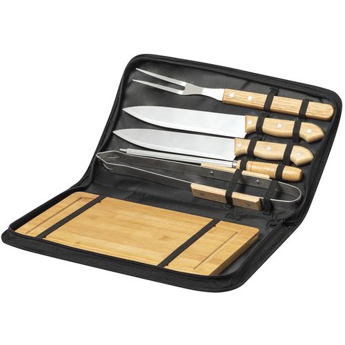 6-delige bbq-set in etui Naturel