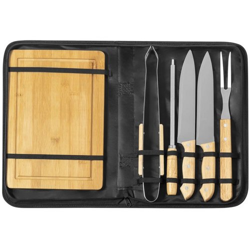 6-delige bbq-set in etui Naturel