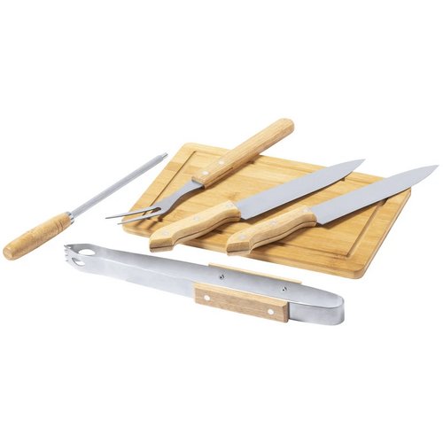 6-delige bbq-set in etui Naturel